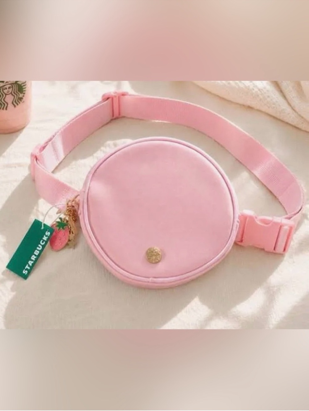 NWT LIMITED EDITION Starbucks Pink Round Crossbody Bag with Charms